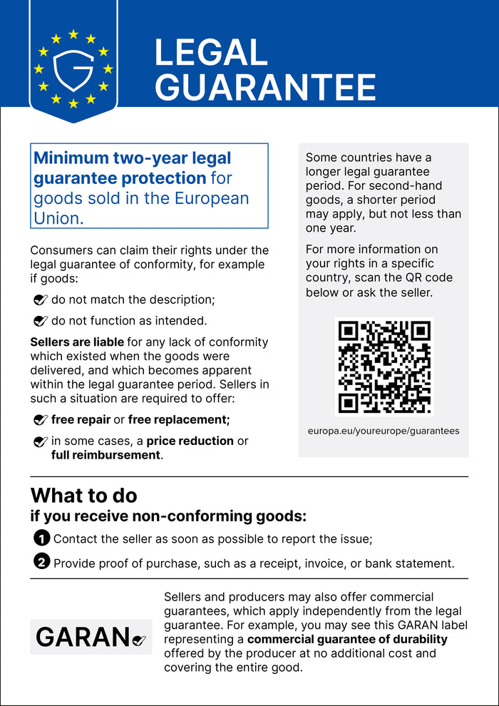 GARAN notice about your legal guarantee rights