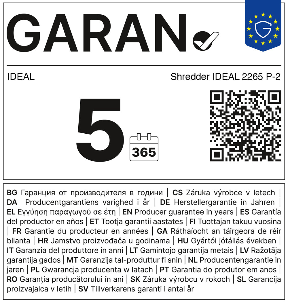 EU Garantie Label Groß