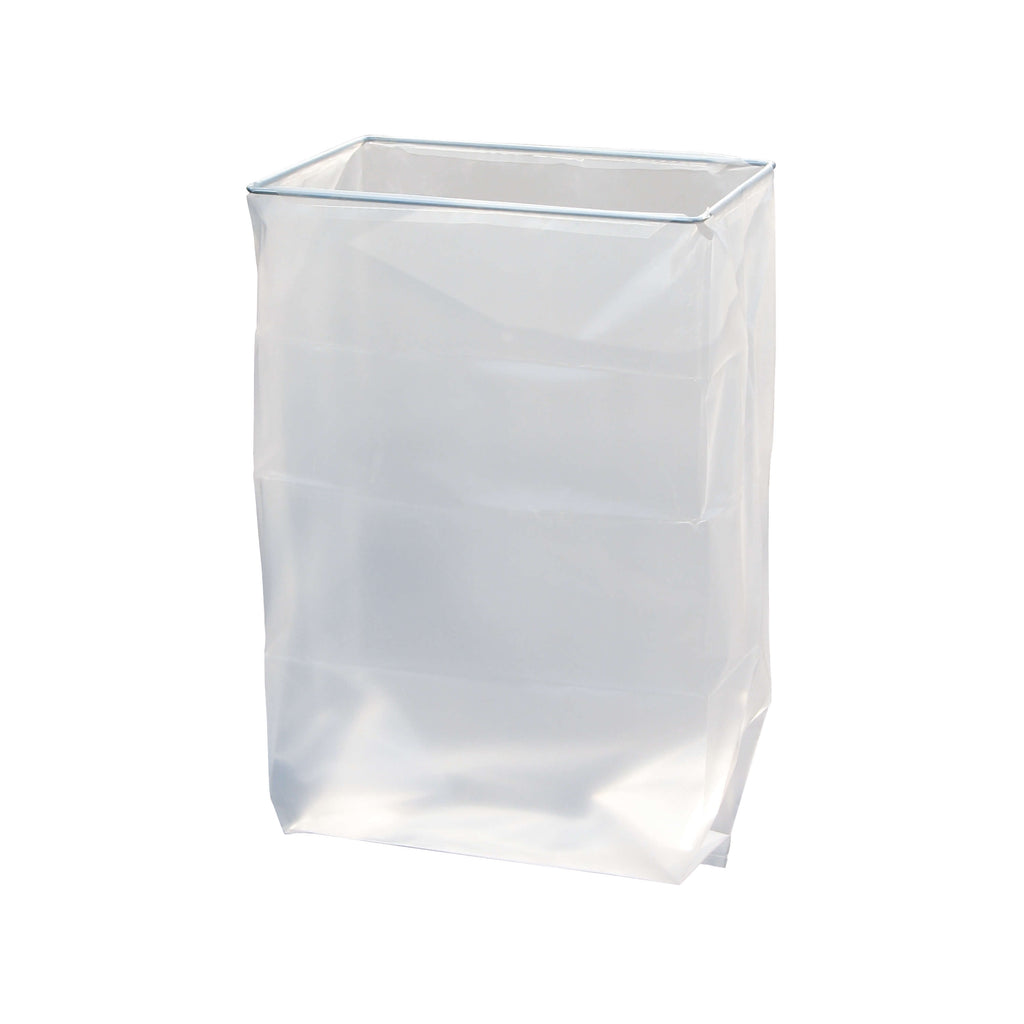 Transparenter Plastikauffangsack in einem Metallrahmen – Zubehör für die Aktenvernichter-Modelle IDEAL 2360 und IDEAL 2403, einsetzbar als Dauerplastiksack.